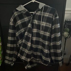 plaid button up bodies throw over